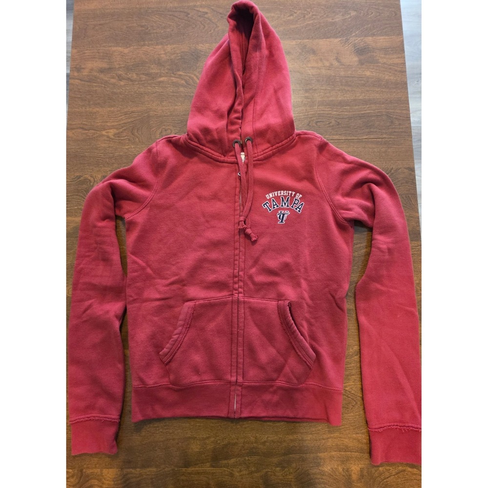 League Collegiate Wear University of Tampa Hoodie Red Full Zip Sweatshirt Small